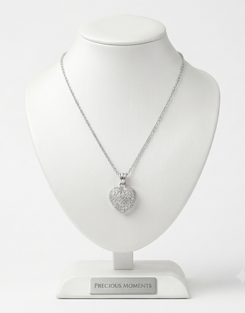 Minimalist Crystal Paved Heart Pendant with Chain