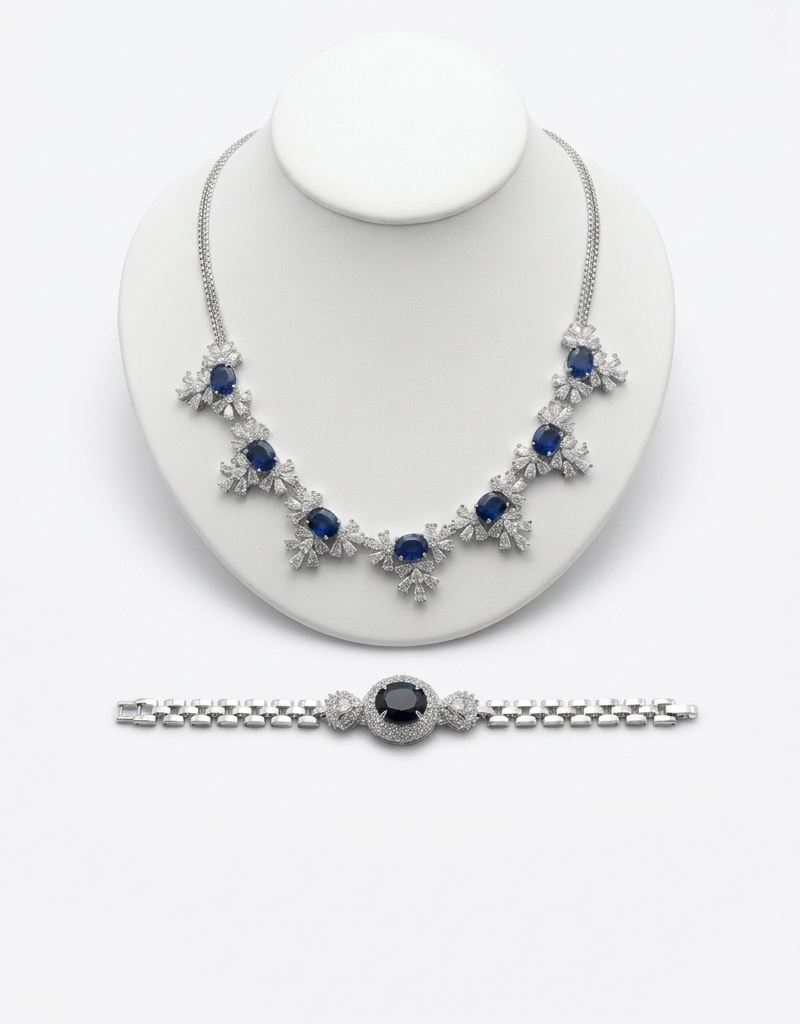 The Royal Sapphire Snowflake Necklace Set