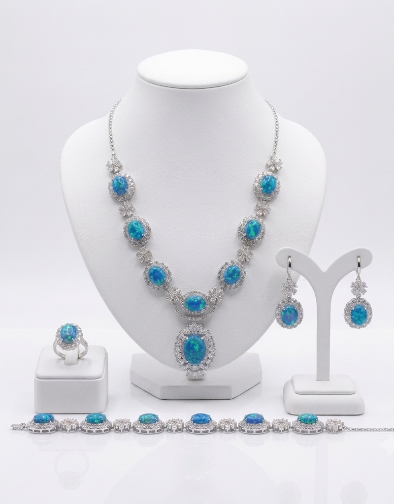 The Royal Ocean Fire Opal Bridal Set