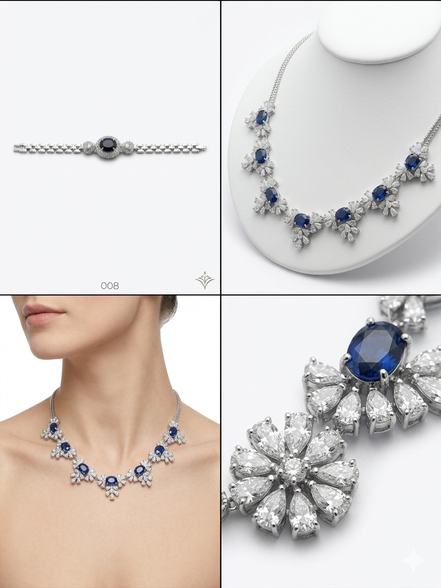 The Royal Sapphire Snowflake Necklace Set - Image 3
