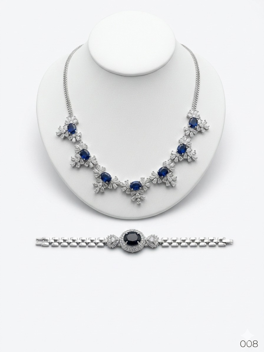 The Royal Sapphire Snowflake Necklace Set - Image 2