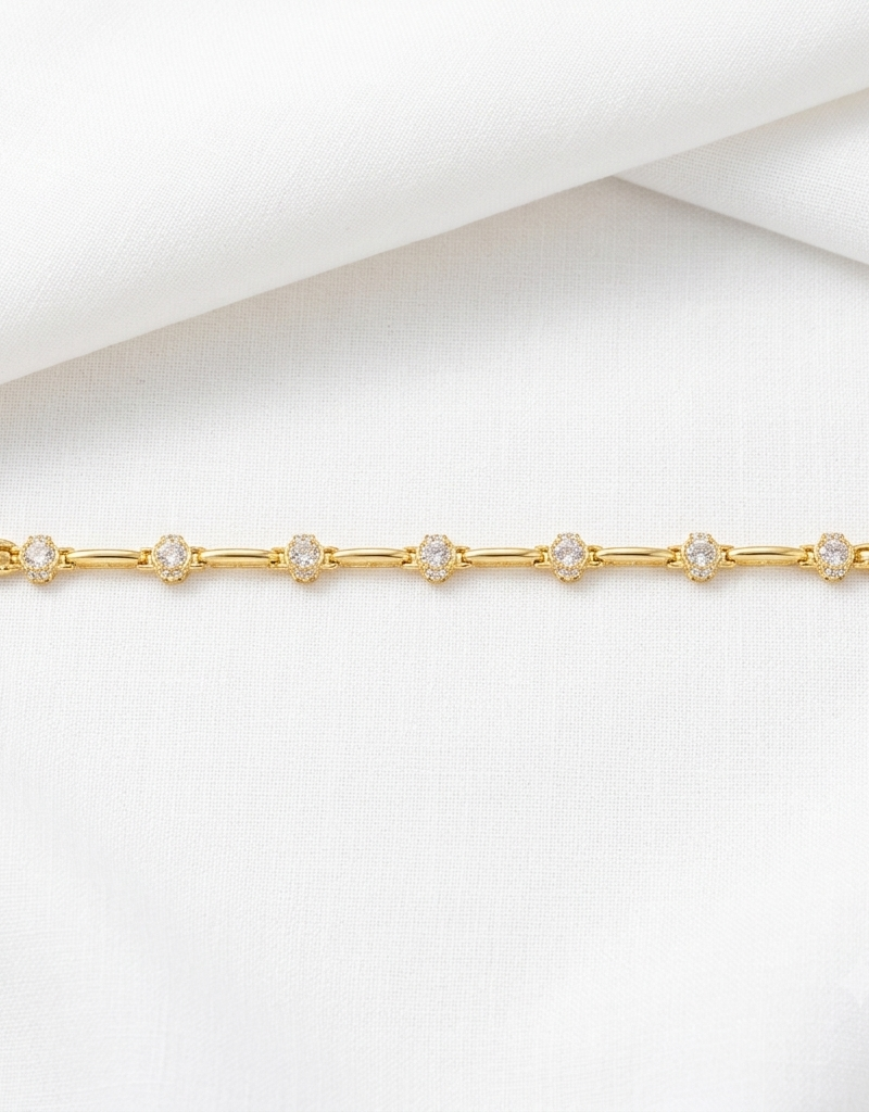 18k Gold Plated Heart Zirconia Link Bracelet