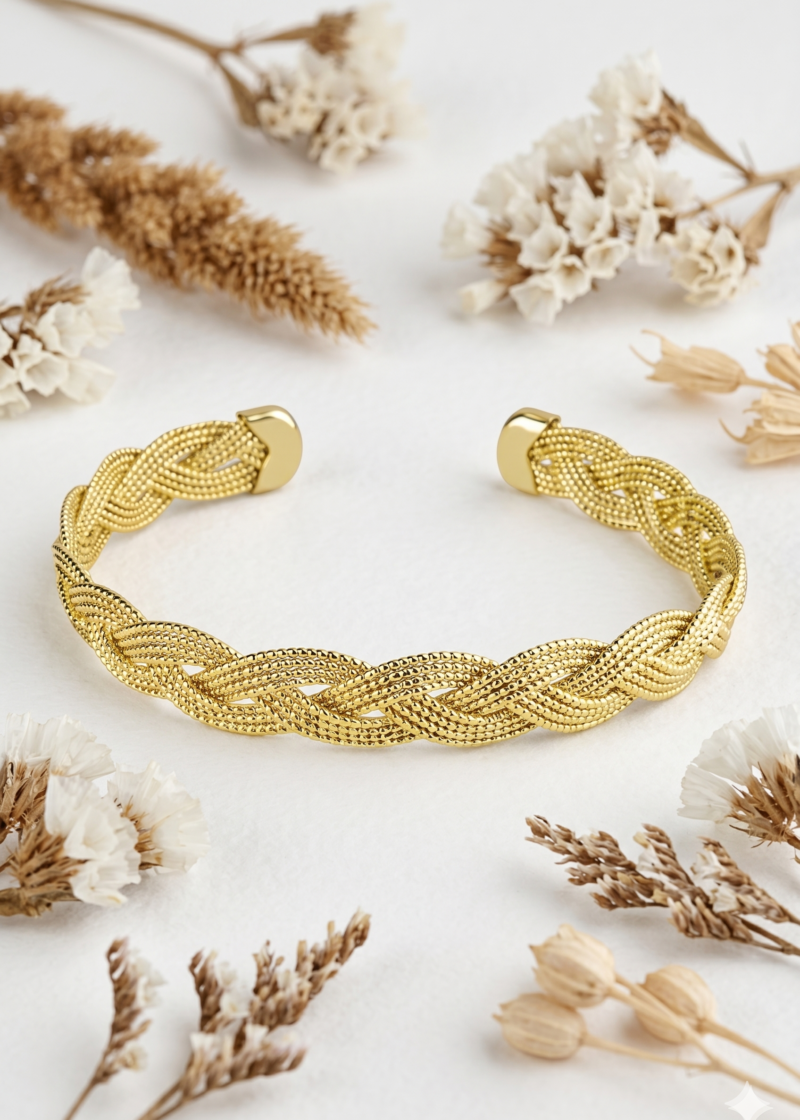 Gold Plated Double-Row Bamboo Bangle