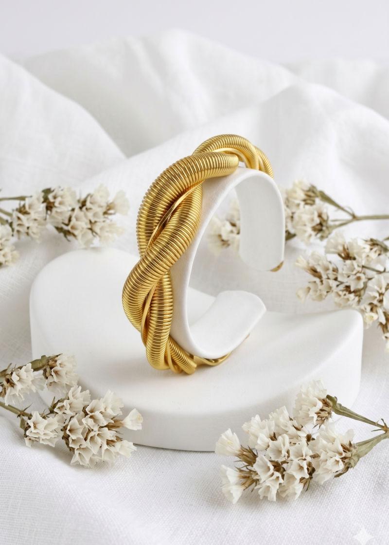18k Gold Plated Double-Row Bamboo Bangle (Copy) (Copy)