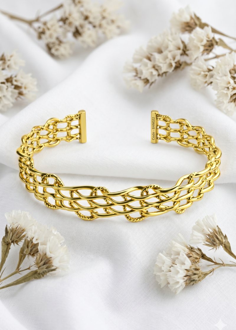 Gold Plated Double-Row Bamboo Bangle (Copy)