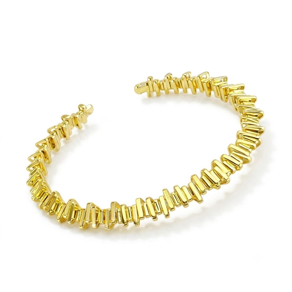 Elegant Gold Geometric Open Cuff Bangle for Women - Image 6