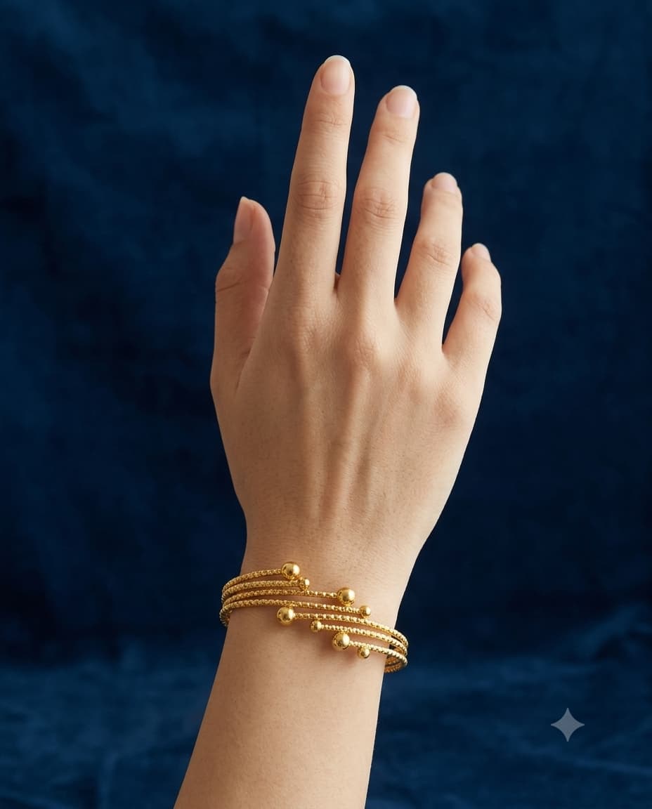 Elegant Gold Beaded Multi-Layer Bangle for Women - Image 4