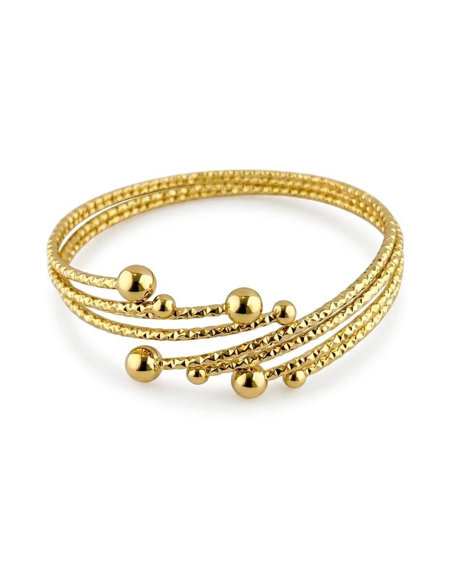 Elegant Gold Beaded Multi-Layer Bangle for Women - Image 2