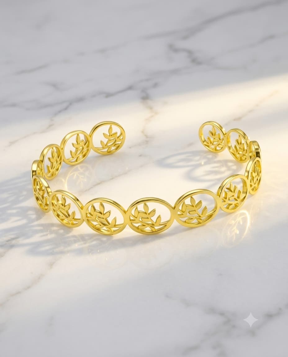 The Aurelia Botanical Filigree Open Cuff Bangl