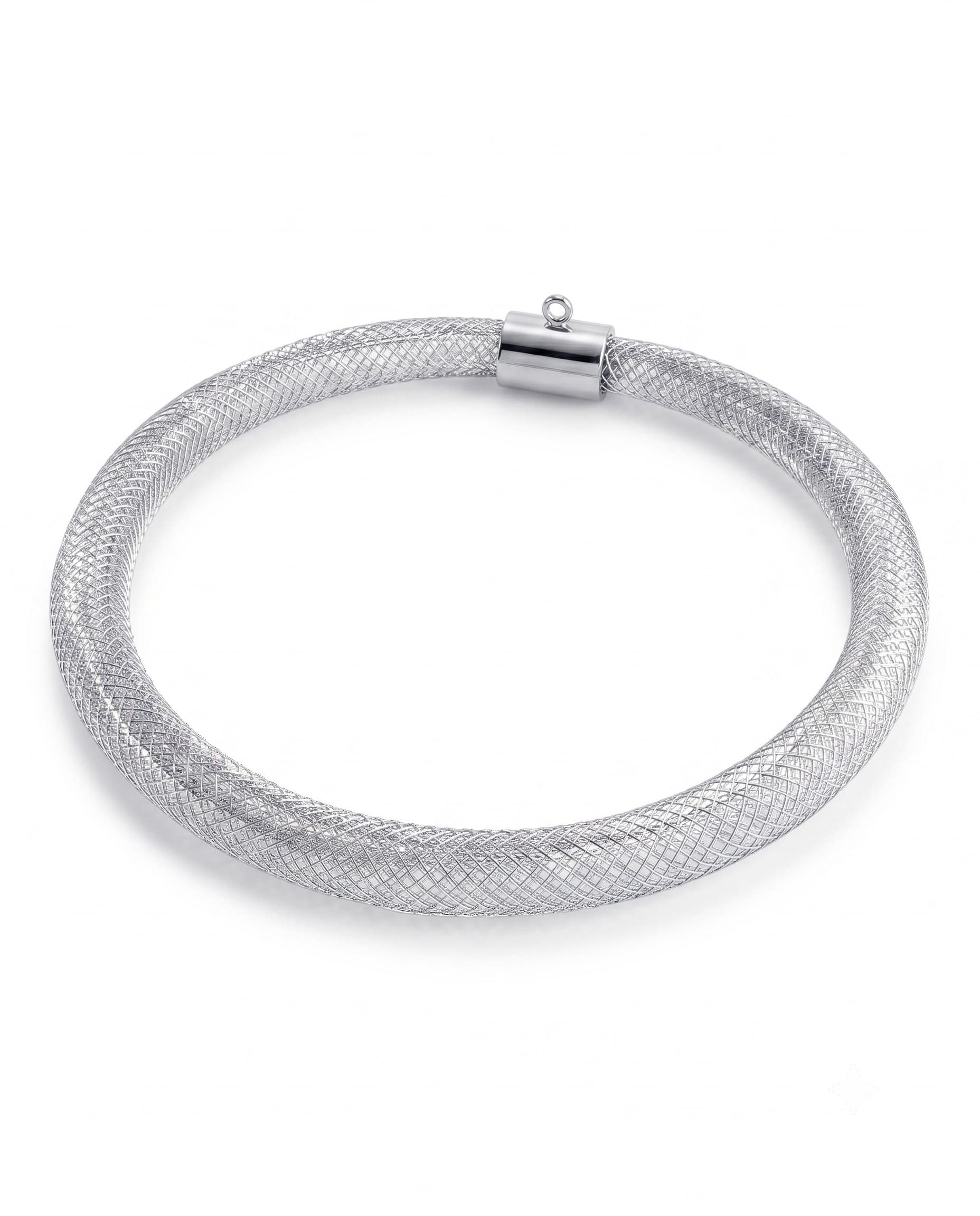 The Lumina Stardust Silver Mesh Tube Bangle - Image 2