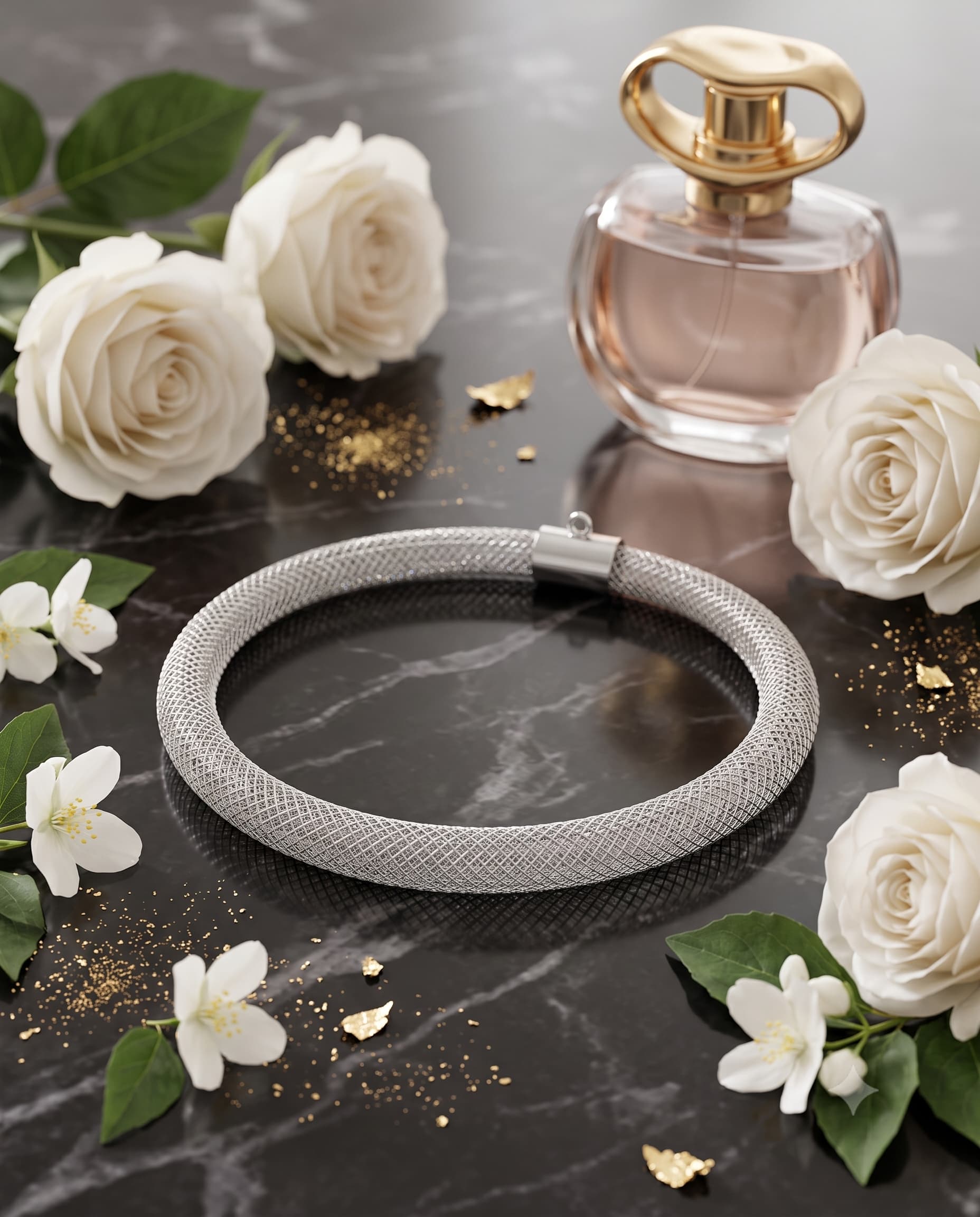 The Lumina Stardust Silver Mesh Tube Bangle - Image 4