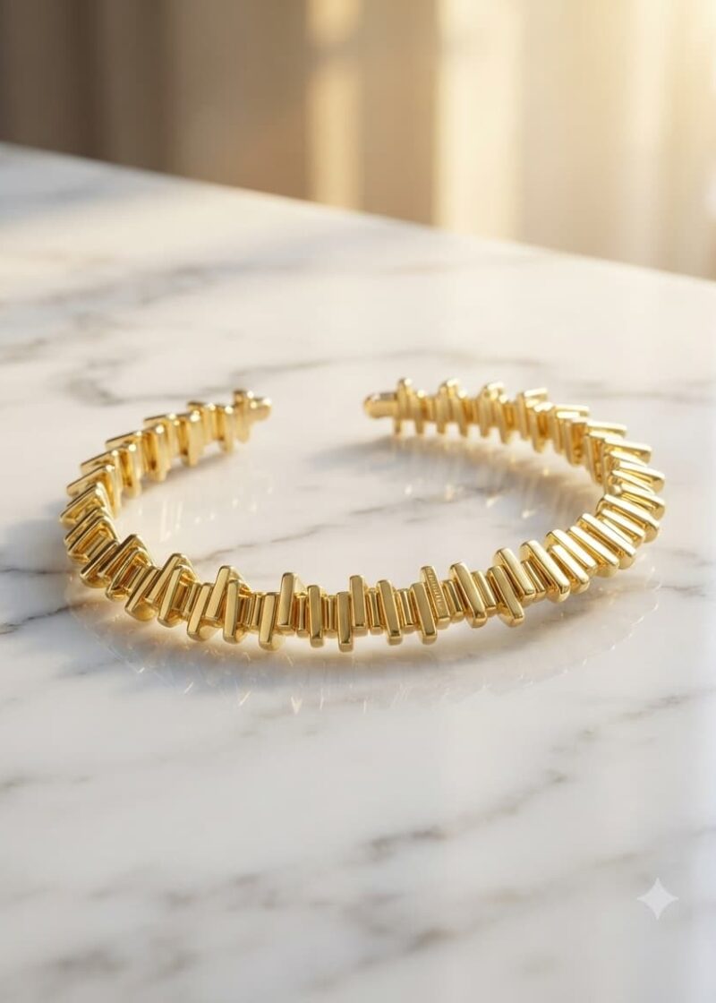 Elegant Gold Geometric Open Cuff Bangle for Women
