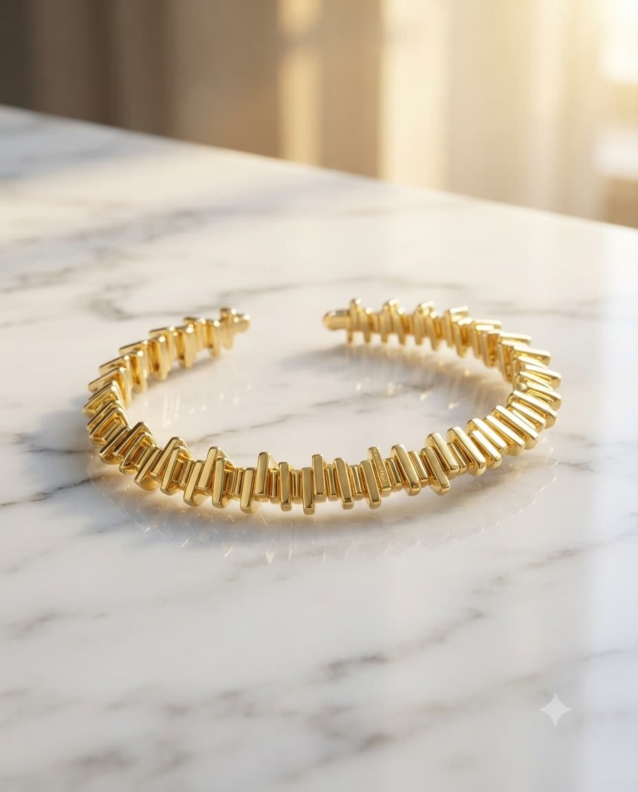 Elegant Gold Geometric Open Cuff Bangle for Women