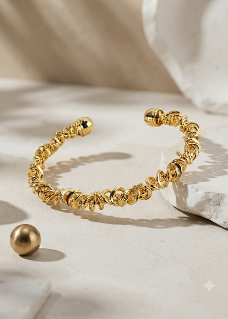 Aurora Gold Abstract Coil Cuff Bangle