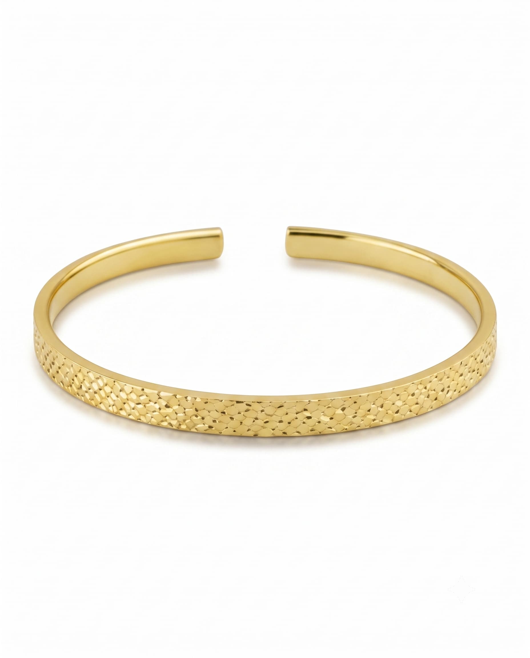 The Solene Honeycomb Diamond-Cut Gold Open Cuff Bangle - Image 6